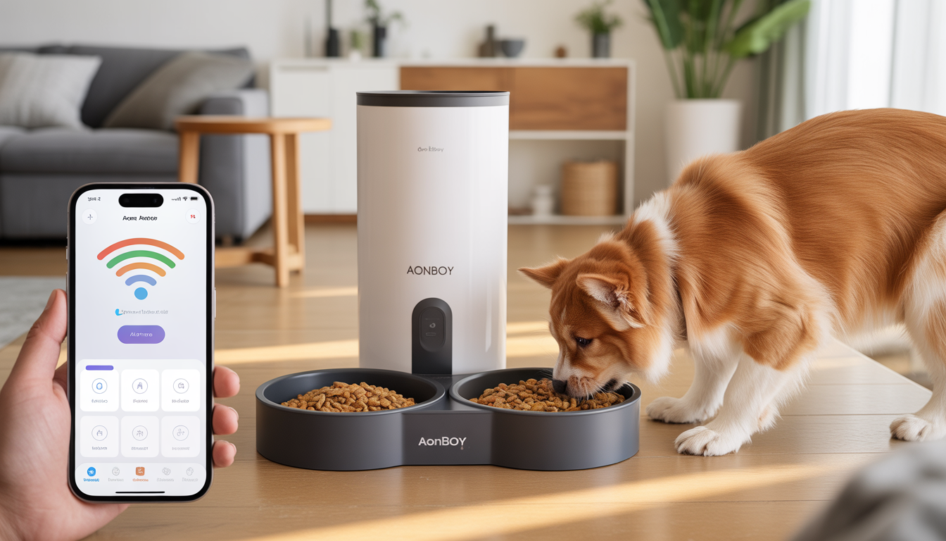 AONBOY comedero automático doble para gatos y perros pequeños